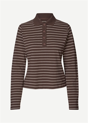 Samia ls polo 15888 Coffee Brown Stripe Samsøe
